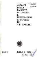Annali della Facoltà di lingue e letterature straniere di Ca' Foscari