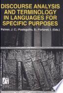 Libro Discourse Analyisis and Terminology in Languages for Specific Purposes/ Analisis del discurso y terminologia del lenguage para fines especificos
