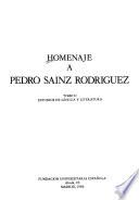 Homenaje a Pedro Sáinz Rodríguez: Estudios de lengua y literatura