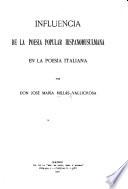 Influencia de la poesia popular hispanomusulmana en la poesia italiana ...
