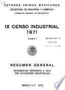 IX [i.e. Noveno] Censo Industrial 1971, resumen general: Información referente a 1970 por actividades industriales