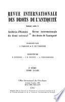 Revue internationale des droits de l'antiquité