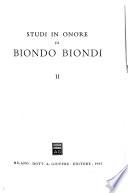 Studi in onore di Biondo Biondi
